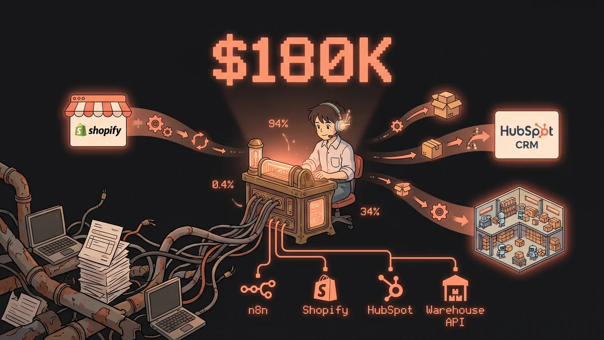 Hero image for 48 Hours Built. $180K Saved. The E-Commerce Automation Nobody Expected.