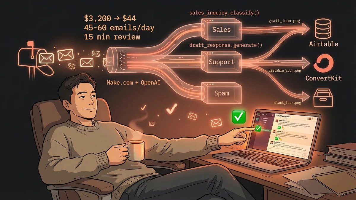 Hero image for From $3,200 to $44: Email Automation That Replaced a VA