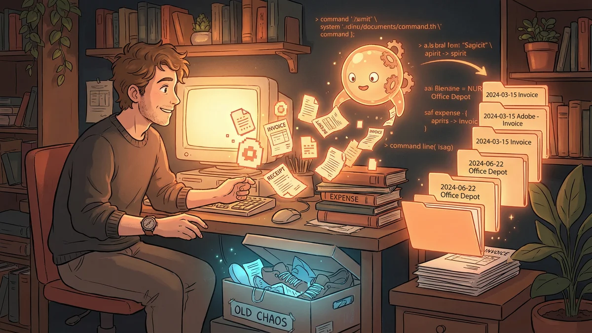 Hero image for Claude Code Invoice Organization: 247 Files Sorted in 15 Minutes