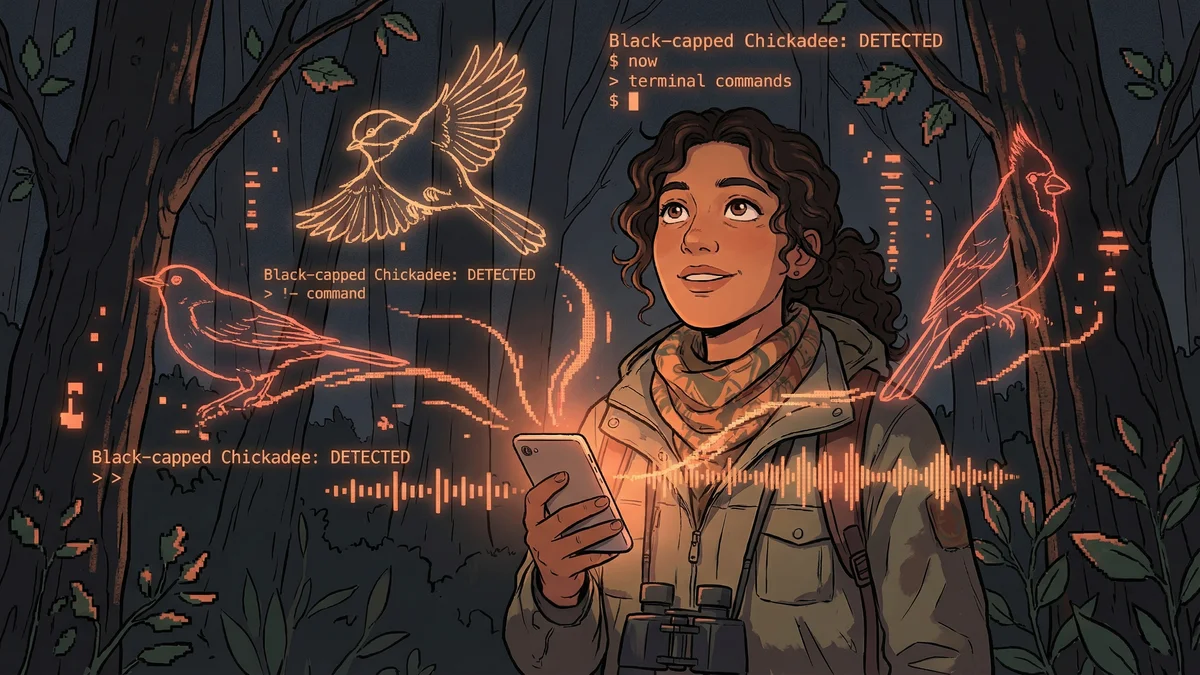 Hero image for AI Bird Identification by Sound: How Merlin App Reveals the Hidden Soundscape