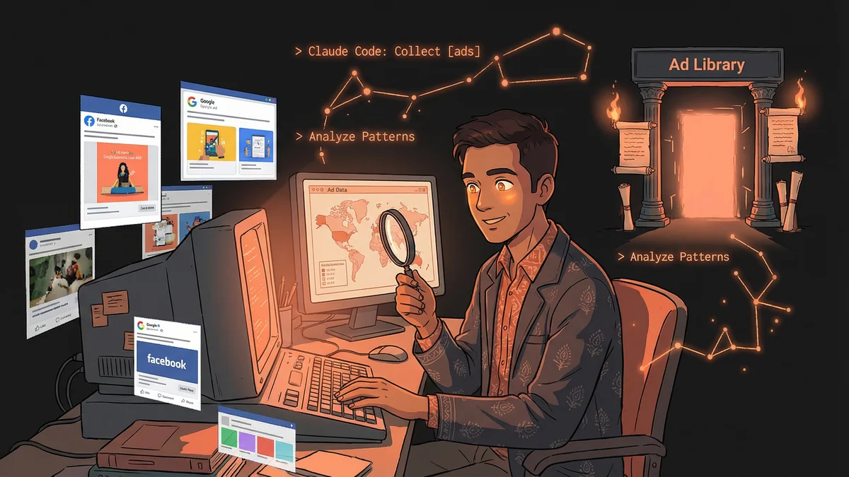 Hero image for AI Competitor Ad Analysis: How Claude Code Automated Competitive Intelligence