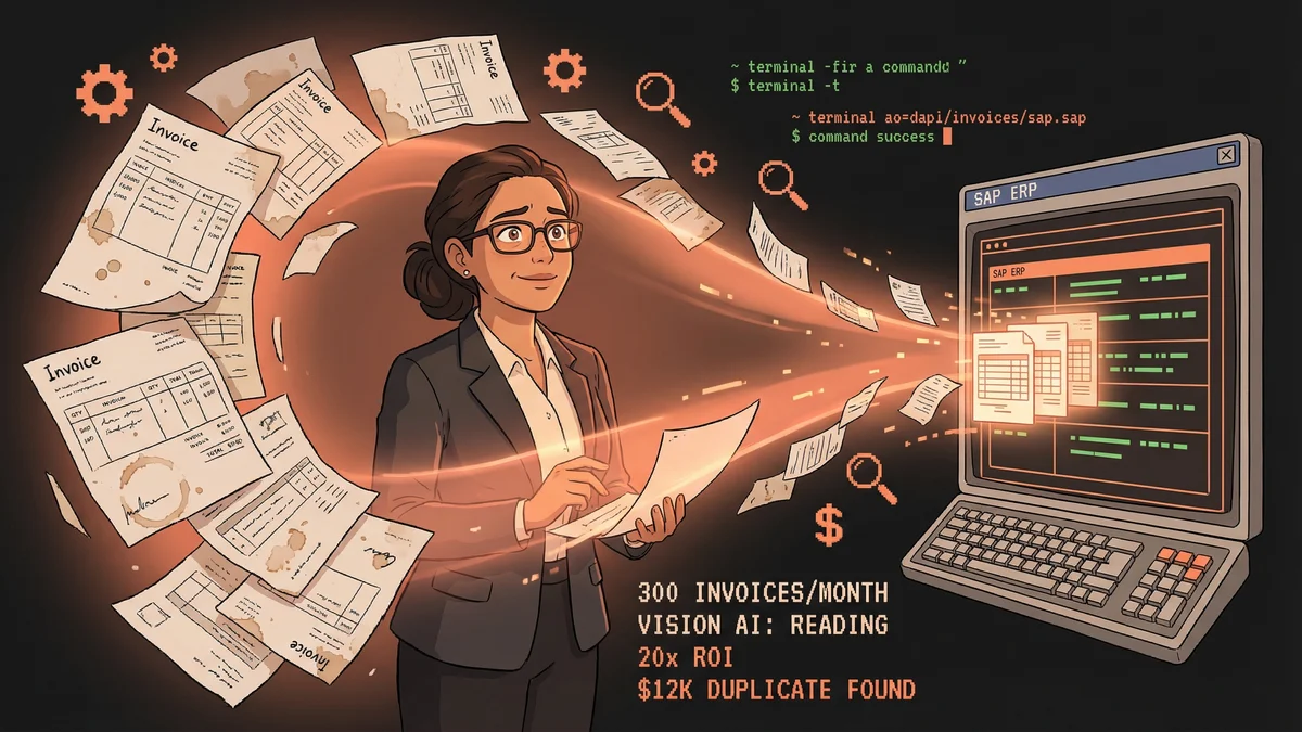 Hero image for AI Invoice Processing: How Claude Vision Automates 300 Invoices Monthly with 20x ROI