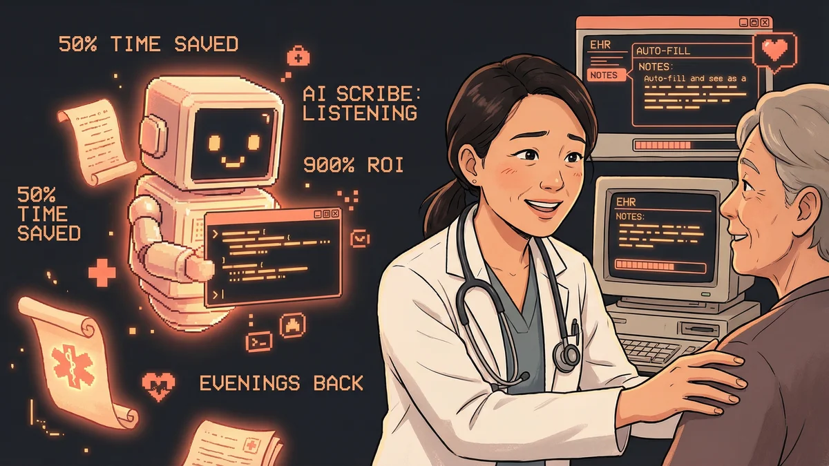 Hero image for AI Medical Scribe: How Doctors Cut Documentation Time 50% with 900% ROI