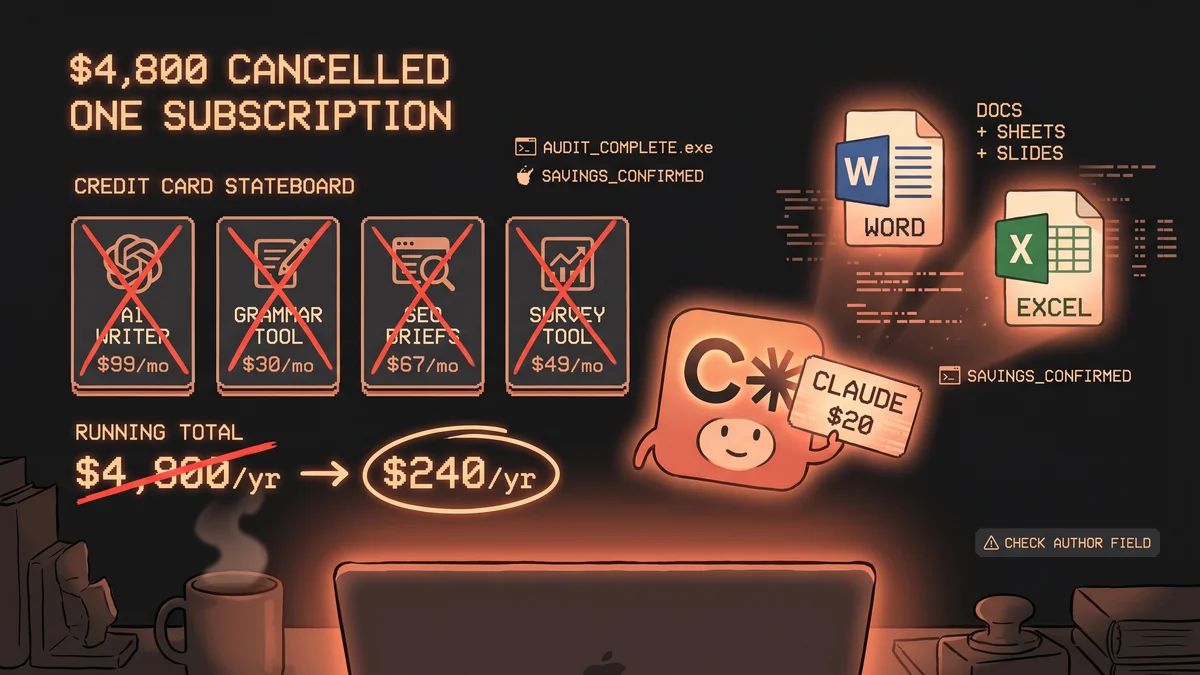 Hero image for The $4,800 Subscription Stack Claude Replaced for $20/Month